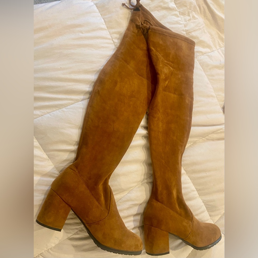 Beautiful Camel colored faux suede boots
